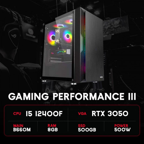 MG GAMING PERFORMANCE| Intel 5 12400F| RAM 8GB| 500GB SSD| RTX 3050| Mainboard B660M| 500W|