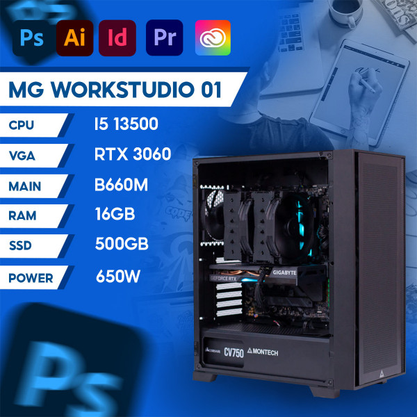 MG Studio 01 (i5 13500/ Mainboard B660M/ RTX 3060 / 16GB RAM/ 500GB SSD/ 650W)