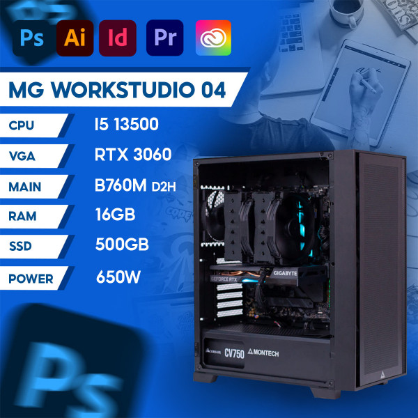 MG Studio 04 (i5 13500/ Mainboard B760M D2H/ RTX 3060 / 16GB RAM/ 500GB SSD/ 650W)
