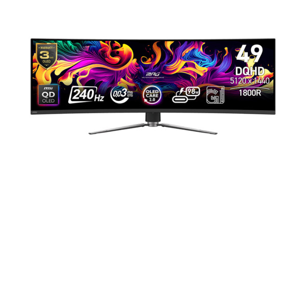 Màn Hình Cong Gaming MSI MPG 491CQPX QD-OLED (49 Inch / 240Hz/ DQHD / 0.03ms / QD-OLED)