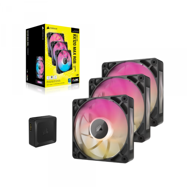 Bộ 3 Fancase Corsair iCUE LINK RX120 MAX RGB 120mm PWM Thick Fans Starter Kit