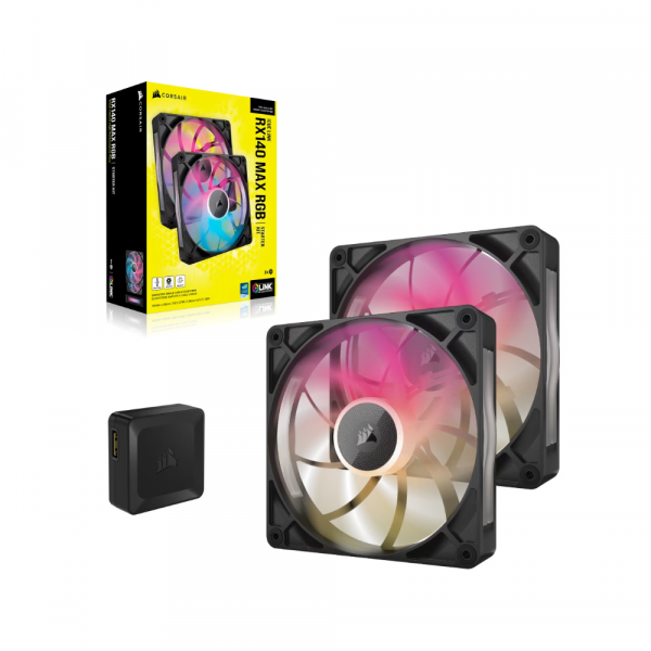 Bộ 2 Fancase Corsair iCUE LINK RX140 MAX RGB 140mm PWM Thick Fans Starter Kit