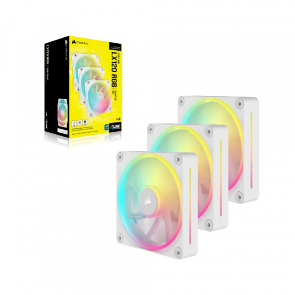 Bộ 3 Fancase Corsair iCUE LINK LX120 RGB 120mm PWM Starter Kit White