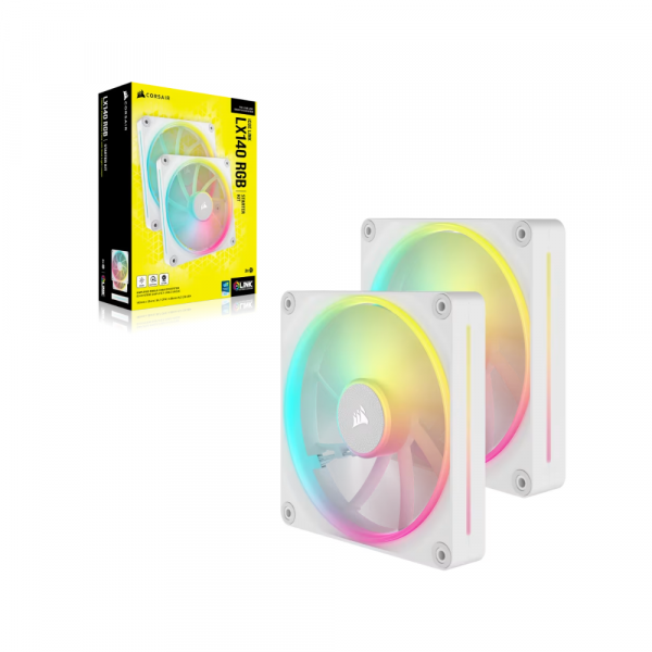 Bộ 2 Fancase Corsair iCUE LINK LX140 RGB 140mm PWM Starter Kit White