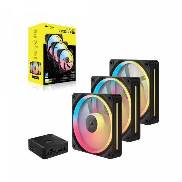 Bộ 3 Fancase Corsair iCUE LINK LX120-R RGB 120mm PWM Reverse Fans Starter Kit Black