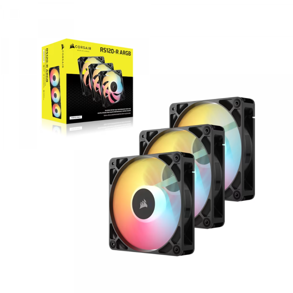 Bộ 3 Fancase Corsair RS120-R ARGB 120mm PWM Reverse Fans Black