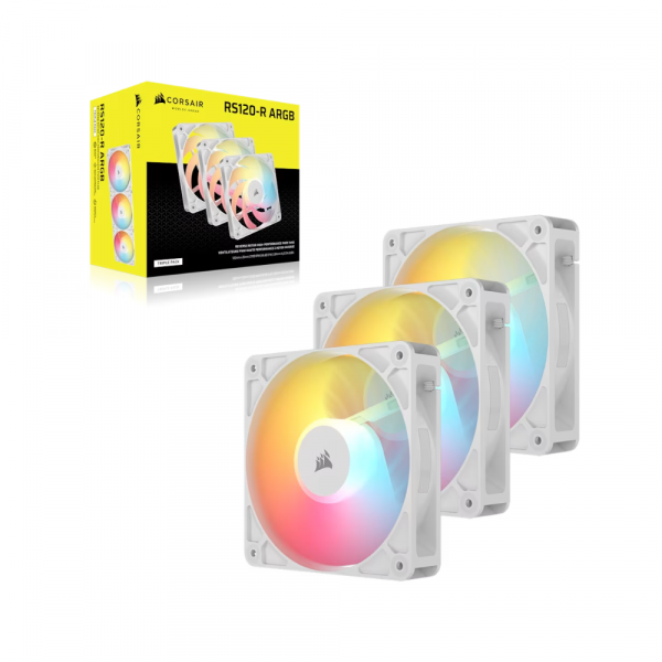 Bộ 3 Fancase Corsair RS120-R ARGB 120mm PWM Reverse Fans White