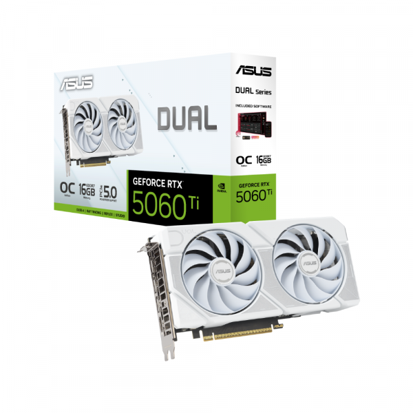Card màn hình ASUS Dual GeForce RTX 5060 Ti 16GB GDDR7 White OC Edition
