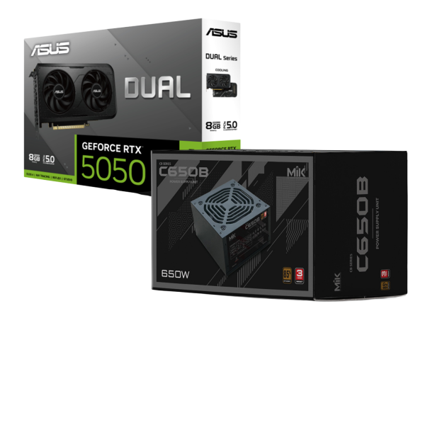 Combo ASUS Dual GeForce RTX 5050 8GB | Nguồn MIK C650B 650W 80 Plus Bronze