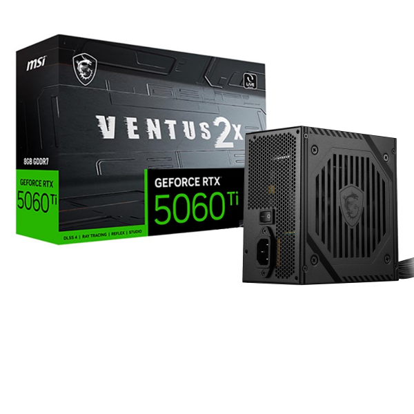 Combo MSI RTX 5060 Ti 8GB VENTUS 2X PLUS | Nguồn MSI MAG A650BNL 650W 80 Plus Bronze